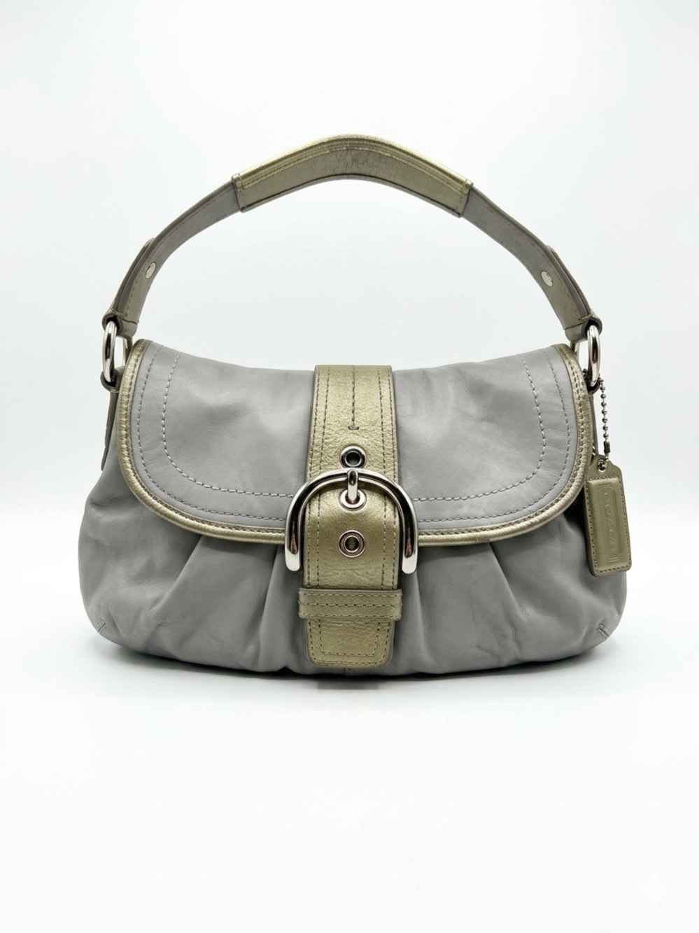 Vintage Y2K Coach Soho Pleated Leather Flap Shoulder Bag (Style F15204)